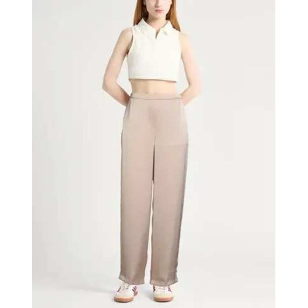 Theory PJ Pant Women 6 Parchment Hammered Viscose Wide Leg Trousers J0506208